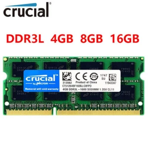 Crucial DDR3L 4GB 8GB 16GB 1066 1333 1600 MHz Laptop Memory RAM SODIMM 204Pin - Picture 1 of 8