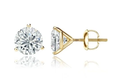 14K Moissanite D Color VVS1 Clarity Martini Screwback Solitaire Stud Earrings - Image 1 of 4