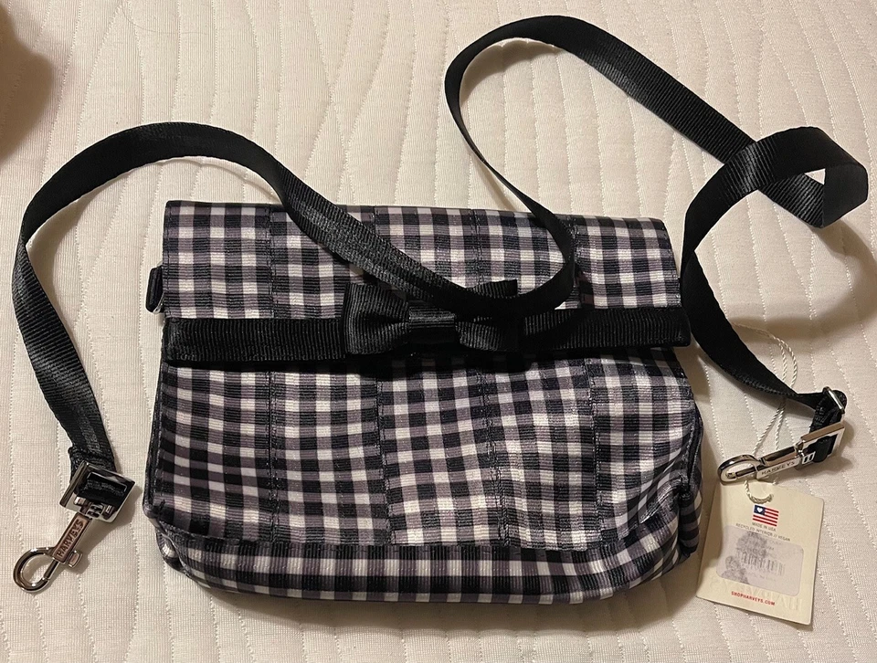 Bolso sin asas Harveys cinturón de seguridad negro/blanco con lazo plegable de guinga nuevo con etiquetas Foto 1 de 4