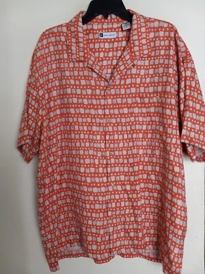 VTG Bachrach Hawaiian shirt 100% Silk Short Sleeve  Orange Pink Prints Men's XL - Image 1 of 3