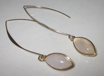 Kate Spade Hancock Park Earrings EMERALD GREEN OVAL Gold & ROSE QUARTZ GEM DROP - Image 1 of 4