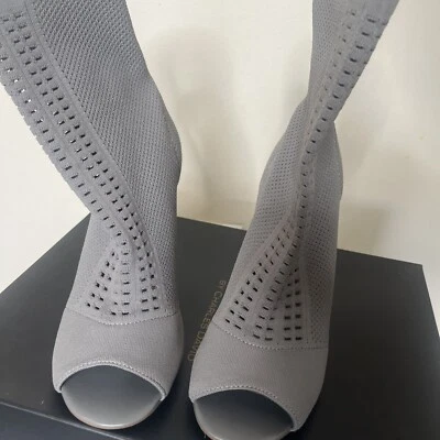 Botines Charles David Peep Toe tejido elástico tacón alto, gris talla 8,5 Foto 1 de 4