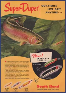 Vintage 1955 SOUTH BEND Sparkle Night Fighter Fishing Lures Tackle 50's Print Ad - Picture 1 of 1