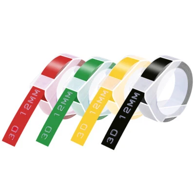 4PK 3D Embossing Tapes For DYMO Embossers Label 1/2" Red Green Yellow Black - Image 1 of 4