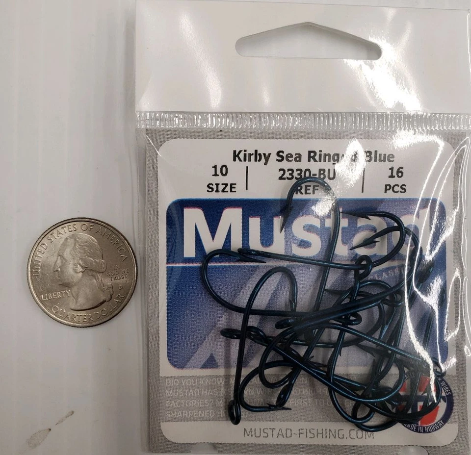 Gancho MUSTAD Sea Kirby 2330-BU -AZUL Punto Kirbed Desplazado Anillo ELIGE Tamaño Cantidad Foto 1 de 1