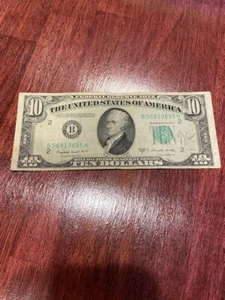 1950C $10 Dollar Federal Reserve Note SN B56819695H O446 - Picture 1 of 4