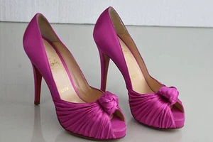 Nuevo Christian Louboutin Mujer Gres Rosa Fucsia Raso Zapatos de Plataforma 38.5 - Imagen 1 de 16