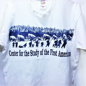 1990s Center for the Study of the First Americans T-Shirt USA Double Sided L - Picture 1 of 6