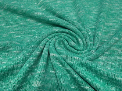 Stoff leichter Strickstoff melange grün weiß Kleiderstoff - Bild 1 von 4