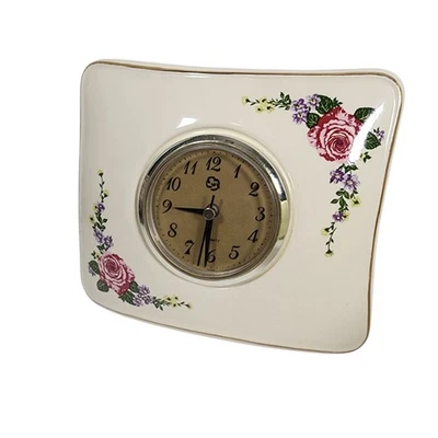 Vintage Casual Limited Edition 1996 Ceramic Desk Clock Floral Rose Dec - Image 1 of 4