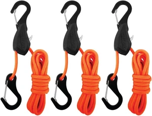 3 Pack Rope Lock Tie Down with Snap Hooks 6 Ft Orange Paracord Bungee New - Picture 1 of 2