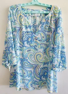 Blusa PAPPAGALLO Mujer Talla Grande Blanca de Gasa con Estampado Verde y Azul - Imagen 1 de 10