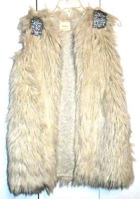 Chaqueta chaleco de piel sintética Zara, crema, cuentas, M Foto 1 de 4