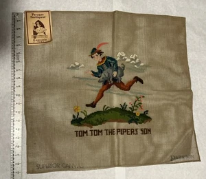 Vtg Paragon Needlepoint Canvas Prework  Nursery Rhyme Tom Tom The Piper’s Son - Picture 1 of 4