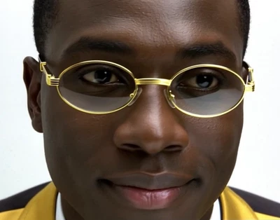 Men Clear Eye Glasses Sunglasses Hip Hop Shades Migos Quevo Oval Gold Metal NEW - Image 1 of 4