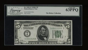DBR 1928-A $5 FRN Chicago Numeral Fr. 1951-G Legacy 63 PPQ Serial G49003528A - Picture 1 of 2