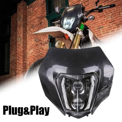 Faro LED con máscara negra carenado DRL para Suzuki DRZ400SM DRZ400S DRZ400E Foto 1 de 4