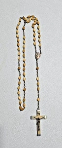 VNTG Yellow Beaded? Stamped LOURDES Rosary Catholic Church Prayer Jewelry Jesus - Picture 1 of 2