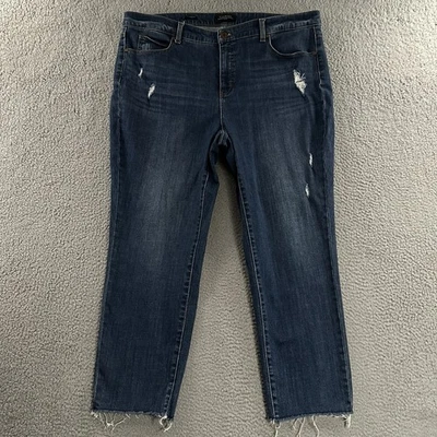 Talbots 女式牛仔裤蓝色 18W 码高腰修身直筒牛仔棉混纺 — 第 1/4 张图片