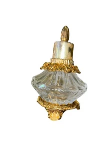 classic vintage perfume Bottle Glass /Brass Look Hollywood Retro Jackie O Vanity - Picture 1 of 5