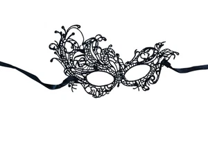 Lace Black Eye Mask Fancy Dress Masquerade Party Unisex Accessory - Picture 1 of 2