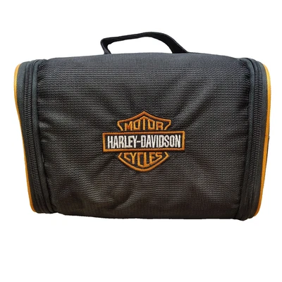 Harley-Davidson Hanging Roll Bag Bar Shield Black Fabric Toiletry Travel 99610 - Image 1 of 4