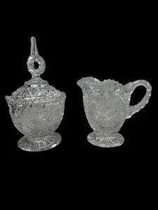 Hofbauer Byrdes Lead Crystal Creamer Sugar Bowl With Lid Set Bavaria Beautiful - Picture 1 of 10