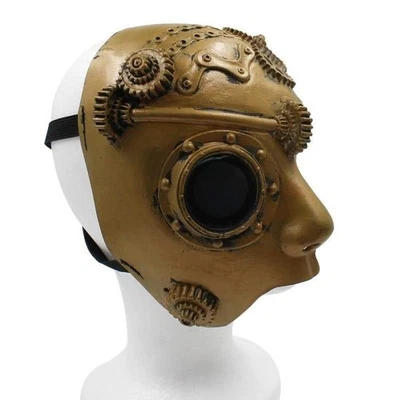 Steampunk Natural Latex Mechanical Man Venetian Masquerade Cosplay Costume Mask - Image 1 of 4