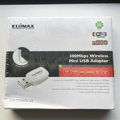 Adaptador Mini USB Inalámbrico Edimax 300 Mbps n300 EW-7722UTn V2 Nuevo en Caja Dañada Foto 1 de 4