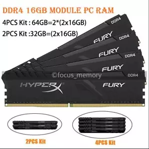 Kit de memoria de escritorio Hyperx Ram DDR4 32 GB/64 GB 3200 MHz PC4-25600 (2x16 GB) 288 pines - Imagen 1 de 11