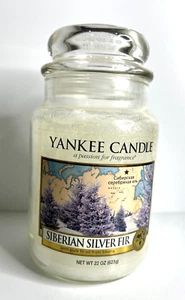 Yankee Candle Siberian Silver Abete 22 oz Barattolo Ritirato Raro 95% Non Bruciato - Foto 1 di 6