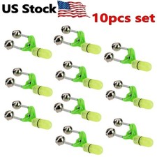 10 Pcs Led Night Fishing Bite Bait Alarm 2 Bells Light Rod Tip Clip Alert Ring