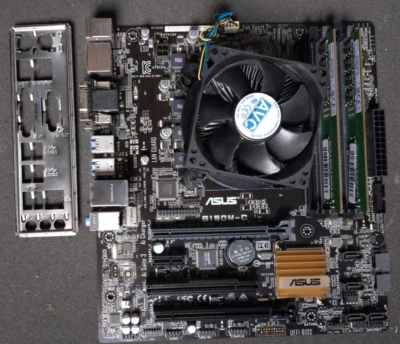 Mainboard ASUS B150M-C, LGA 1151, mit CPU i5-6500 + 8GB RAM + Blende - Bild 1 von 3