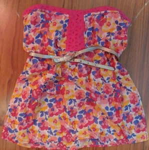 Blusa rosa con cintura floreale senza spalline Vanity nuova con etichette taglia media - Foto 1 di 4