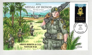 COLLINS HANDPAINTED FDC MEDAL OF HONOR ARMY VIETNAM WAR GREEN BERETS - Picture 1 of 1