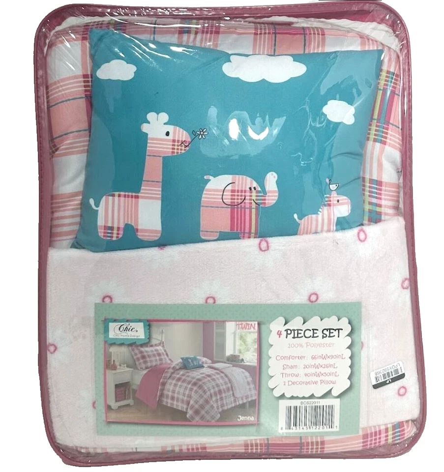 Juego de edredón para niños Twin Cady rosa 4 piezas - diseño elegante para el hogar Foto 1 de 4