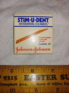 Vintage Packaging 1980s Johnson & Johnson Stim-U-Dent Interdental Cleaners Wood  - Picture 1 of 4