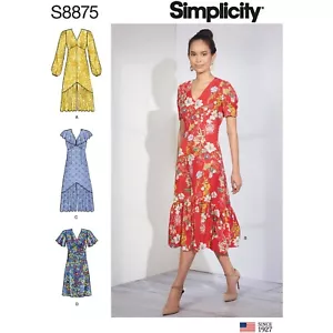 SIMPLICITY 8875 MISSES DRESSES Sewing Pattern Sizes 6 - 14 & 14 - 22 3 lengths - Picture 1 of 5