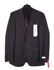 Calvin Klein Men's Slim-Fit Stretch Wool Suit Jacket Burgundy Birdseye 40L NWT - Picture 1 of 7