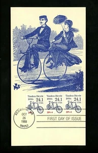 US FDC #2266 Dragon Cards 1988 Redmond WA 1988 Tandem Bicycle Plate #1 Coil - Picture 1 of 2