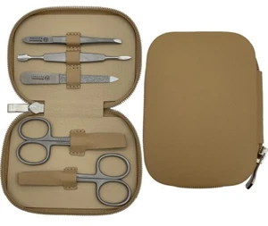 Maniküre-Etui made in Germany ECHTES LEDER BEIGE Manicure Set INOX RICHARD JÄGER - Bild 1 von 3