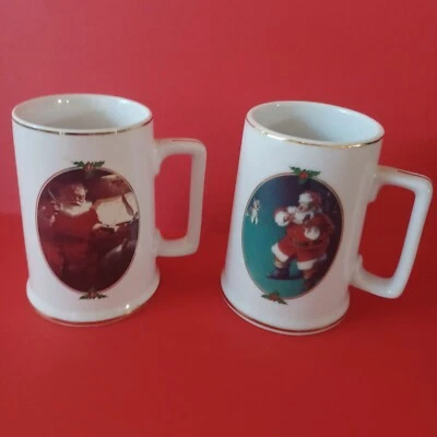 Juego de 2 tazas Coca Cola Santa edición coleccionista borde dorado 1996 Foto 1 de 4