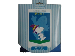 Snoopy Peanuts Welcome Applique Large Flag 28X40 Fall Halloween Garden BOO BE - Picture 1 of 2
