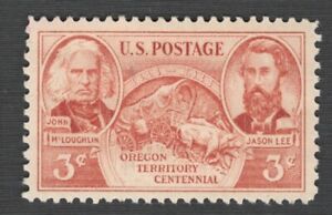US. 964. 3c. John McLoughlin & Jason Lee, Oregon Territory  Issue. MNH. 1948