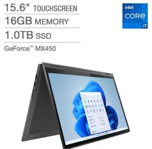 Lenovo Flex 5 15.6" 4K 1TB SSD Touchscreen Laptop 11th Gen Intel Core I7-1165G7. - Picture 1 of 4