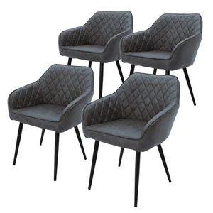 Juego de 4 sillas de comedor antracita sillas de salón silla de cocina cuero sintético PU - Imagen 1 de 6