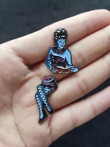 SET OF 2 Beetlejuice Lady Enamel Lapel Pins Retro 80s Horror Movies Badges Gifts - Picture 1 of 1