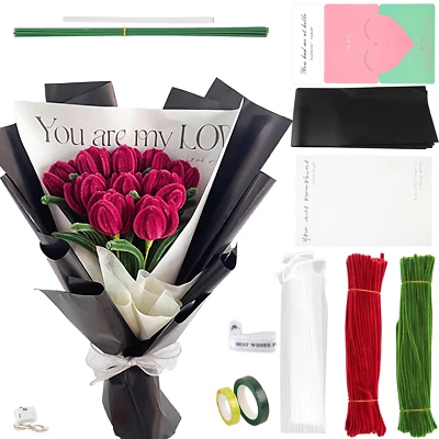 Tulpenstrauß Blumenstrauß Pfeifenreiniger Set mit Pfeifenputzer Bunt, Pfeifenput - Bild 1 von 4