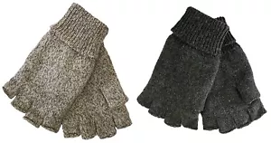 Men's Fingerless Ragg Wool Gloves With Inner Fleece Palm Lining Size L/XL - Picture 1 of 3