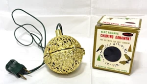 3" Gold zwitschernder Christbaumschmuck mit Box funktioniert! Plug in Vogelgeräusche singen - Bild 1 von 5
